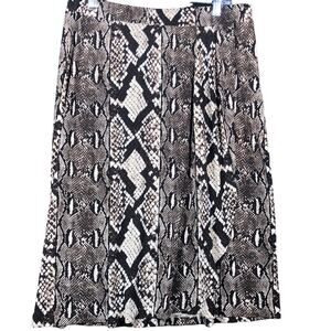 Michael Kors Womens Skirt Brown Black Boho Maxi Snakeskin Long Slit Stretch L